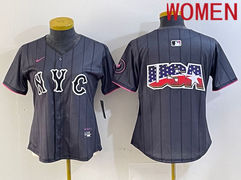 Women New York Mets Blank Black City Edition 2024 Nike MLB Jersey style 3->youth mlb jersey->Youth Jersey